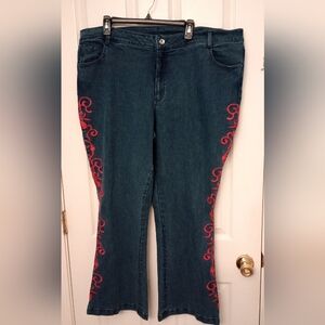 Denim 24/7 Straight Leg Jeans with Red Embroidery